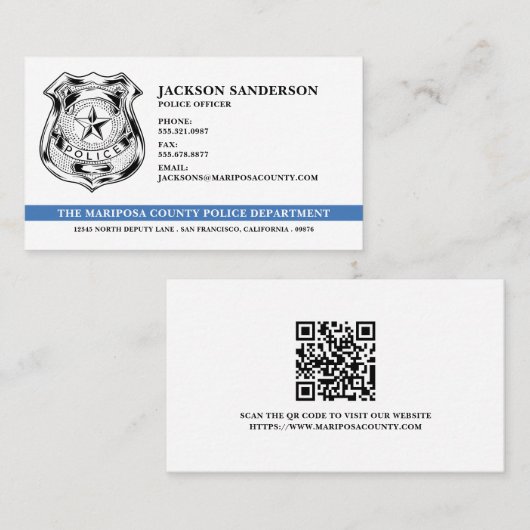 Carte De Visite Logo Code QR de l'agent de police (Devant / Derrière)