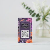 Carte De Visite Logo code QR de lys orange rose violet (Debout devant)