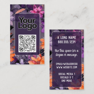 Carte De Visite Logo code QR de lys orange rose violet