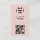 Carte De Visite Logo Code QR Entreprise Rose Pâle Professionnel (Devant)