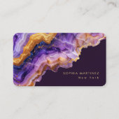 Carte De Visite Logo code QR et marbre doré à l'agate violette mod (Devant)
