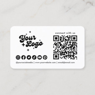 Carte De Visite Logo Code Qr Icônes Réseaux Sociaux Connectez-Vous