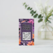 Carte De Visite Logo code QR lis roses orange violet (Debout devant)