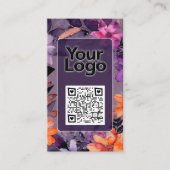 Carte De Visite Logo code QR lis roses orange violet (Devant)