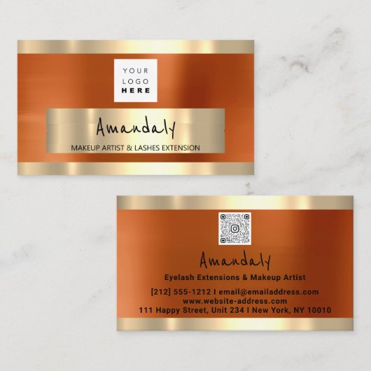 Carte De Visite Logo CODE QR Logo Métallo Orange (Devant / Derrière)