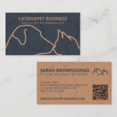 Carte De Visite Logo Code QR Marron Navy Chiens Chats Animal (Devant / Derrière)