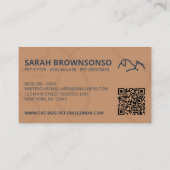 Carte De Visite Logo Code QR Marron Navy Chiens Chats Animal (Dos)