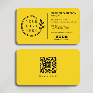 Carte De Visite Logo Code QR Médias Sociaux Entreprise Moderne