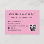 Carte De Visite Logo Code QR Merci pour votre commande rose noir (Dos)