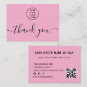 Carte De Visite Logo Code QR Merci pour votre commande rose noir (Devant / Derrière)