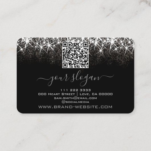 Carte De Visite Logo Code QR Modèle Lumineuse Platine Argent (Dos)