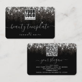 Carte De Visite Logo Code QR Modèle Lumineuse Platine Argent (Devant / Derrière)