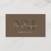 Carte De Visite Logo Code QR Monogramme Marron Maquillage (Devant)
