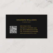 Carte De Visite Logo Code QR Monogramme Moderne Consultant Or Noir (Dos)