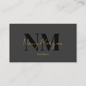 Carte De Visite Logo Code QR Monogramme Or Noir Barber (Devant)