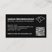 Carte De Visite Logo Code Qr Noir Chien Chat Animal (Dos)