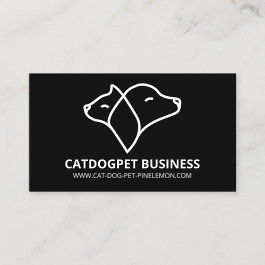 Carte De Visite Logo Code Qr Noir Chien Chat Animal (Devant)