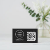 Carte de visite Logo Code QR Noir Moderne (Debout devant)