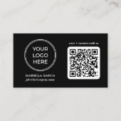 Carte de visite Logo Code QR Noir Moderne (Devant)