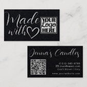 Carte De Visite Logo Code QR Papier Kraft simple fait avec amour (Devant / Derrière)