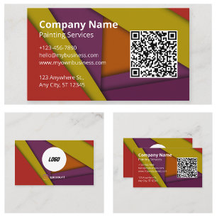 Carte De Visite Logo Code QR Peintre Couleurs Fraîches