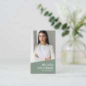 Carte De Visite Logo Code QR Photo Contemporain Vert Vertical (Debout devant)