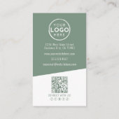 Carte De Visite Logo Code QR Photo Contemporain Vert Vertical (Dos)