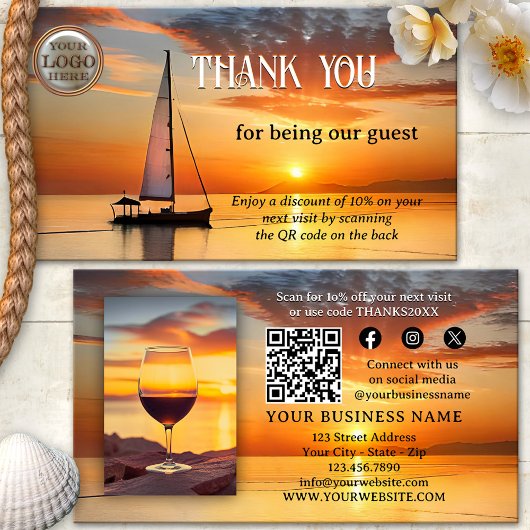 Carte De Visite Logo Code QR Photo Merci Maison d'hôtes