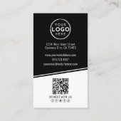 Carte De Visite Logo Code QR Photo Noir Vertical (Dos)