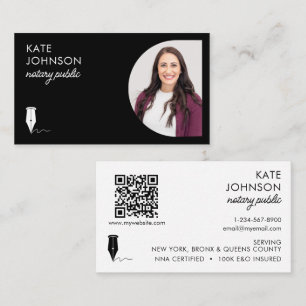 Carte De Visite Logo Code QR Photo Notaire Public Mobile