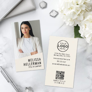 Carte De Visite Logo Code QR Photo Professionnel Vertical