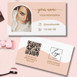 Carte De Visite Logo code QR photo rose style moderne Business scr
