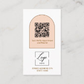 Carte De Visite Logo code QR photo rose style moderne script (Dos)