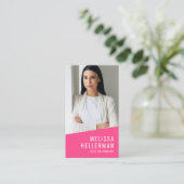 Carte De Visite Logo Code QR Photo Rose Vertical (Debout devant)