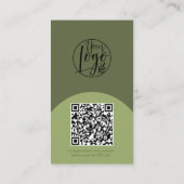 Carte De Visite Logo code QR photo vert maquillage arche moderne (Dos)