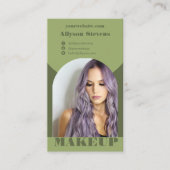 Carte De Visite Logo code QR photo vert maquillage arche moderne (Devant)