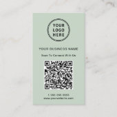 Carte De Visite Logo Code QR Promotionnel Moderne Sage (Devant)
