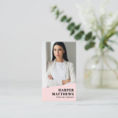 Carte De Visite Logo Code QR Rose Pâle (Debout devant)