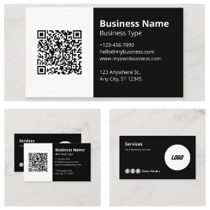Carte De Visite Logo Code QR scannable Site Web Icône Réseaux Soci