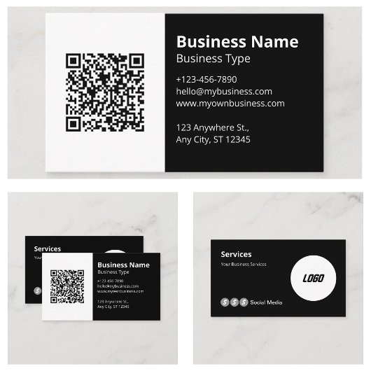Carte De Visite Logo Code QR scannable Site Web Icône Réseaux Soci