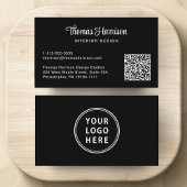 Carte De Visite Logo Code QR Script élégant Professionnel Noir