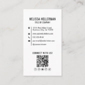 Carte De Visite Logo Code QR Vertical Photo Blanc Générique (Dos)