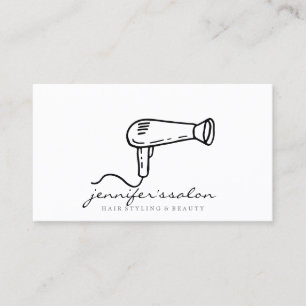 Carte De Visite logo Coiffeur sèche-cheveux noir salon styliste