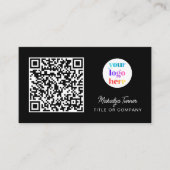 Carte De Visite Logo commercial code QR noir moderne professionnel (Devant)