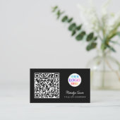 Carte De Visite Logo commercial de code QR noir moderne profession (Debout devant)