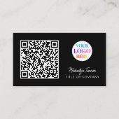 Carte De Visite Logo commercial de code QR noir moderne profession (Devant)