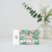 Carte De Visite Logo commercial Feuille Tropical Code QR Fidélité (Debout devant)