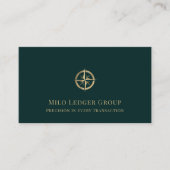 Carte De Visite Logo compas or sur fond vert foncé (Devant)
