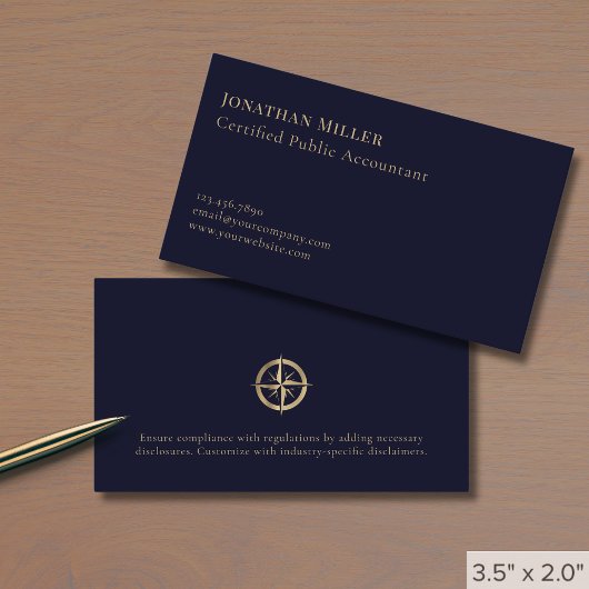 Carte De Visite Logo Compass professionnel simple