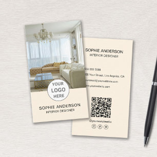 Carte De Visite Logo Concepteur d'intérieur Photo QR Réseaux Socia